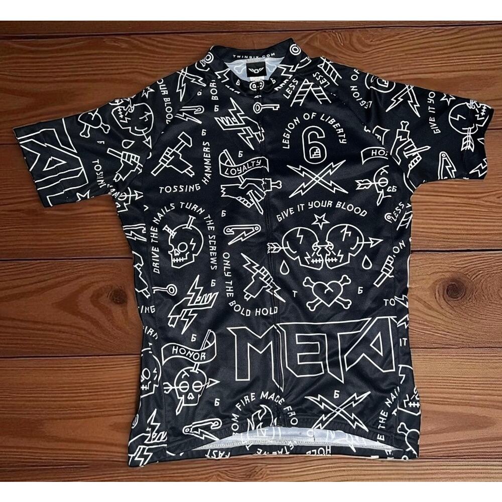 Twin Six Women's Large Cycling Bike JERSEY zip Genesis Team Metal Black White